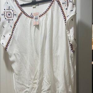Torrid Ivory Embroidered Women's Top